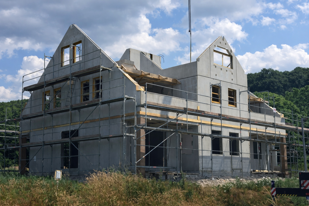 Betonfertighaus in der Pfalz — Visualisierung Rohbau mit RS Bausysteme